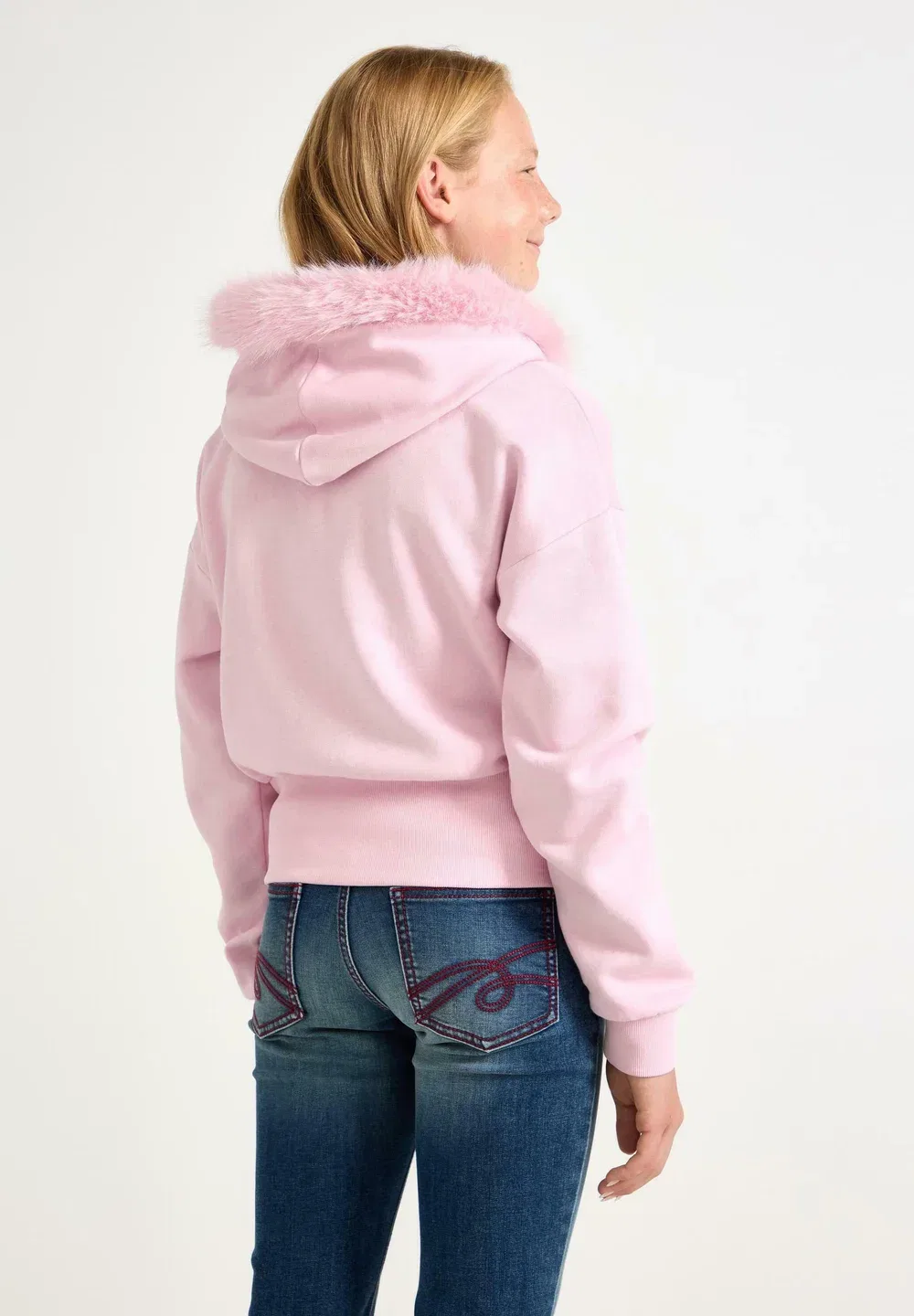 Толстовка с капюшоном и искусственным мехом на молнии Lindex, Light Pink — фото 3