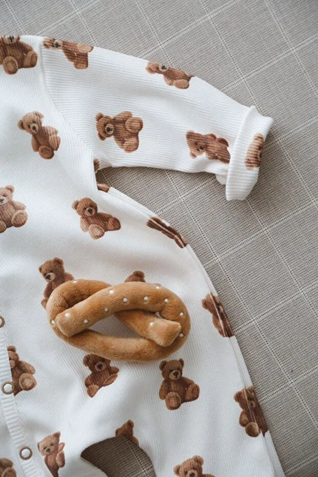 Детский комбинезон для девочек с принтом Teddy Bear Pattern Dodo'S Baby, Brown — фото 2