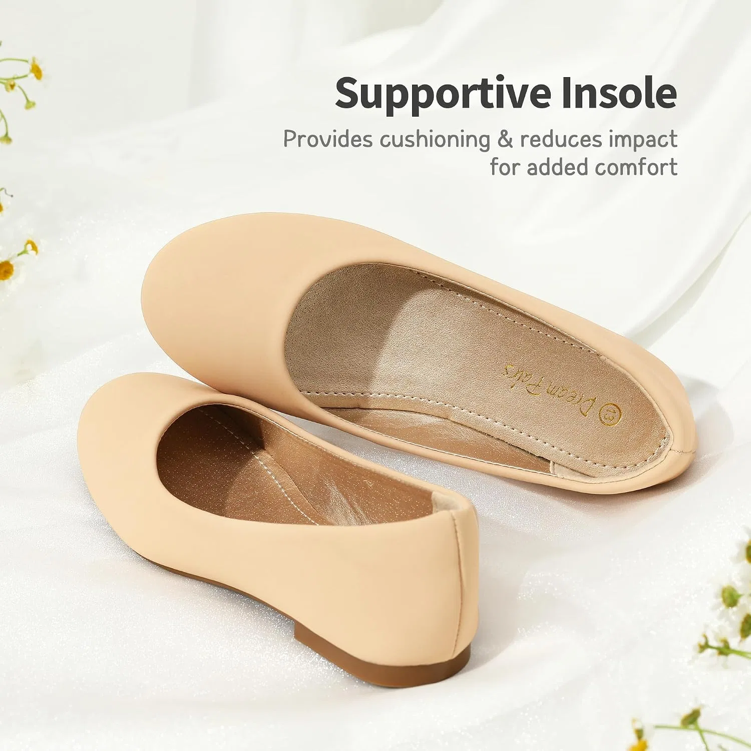 Детские балетки для девочек DREAM PAIRS, Nude/Nubuck — фото 4
