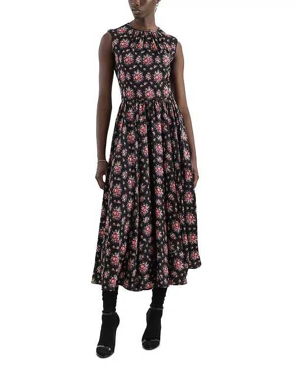 Женское платье с принтом Flower Bouquet Print Charmeuse Dress Dolce & Gabbana, Black Print