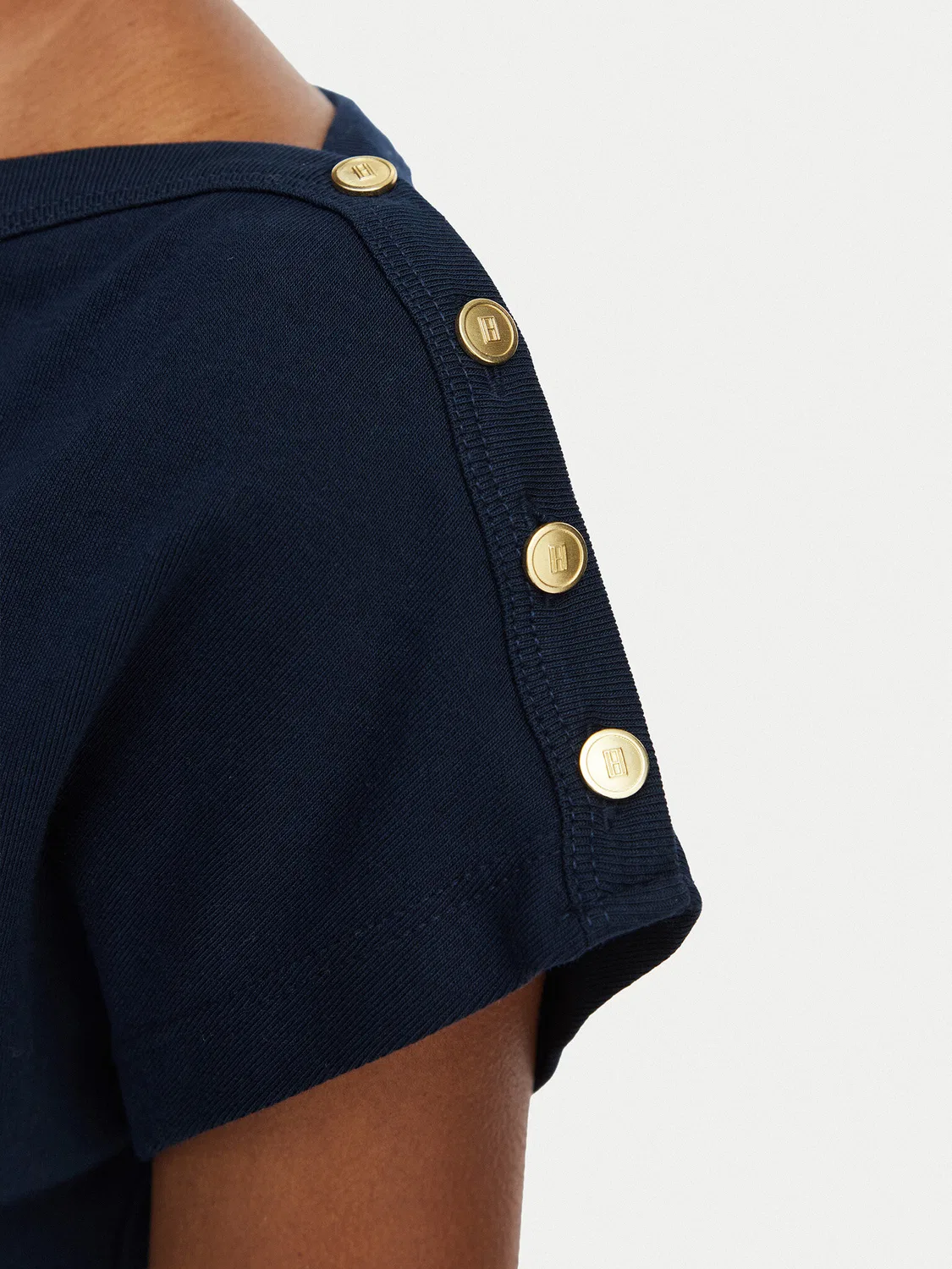 Женская футболка стандартного кроя Gold Btn Cap Tommy Hilfiger, темно-синий — фото 4