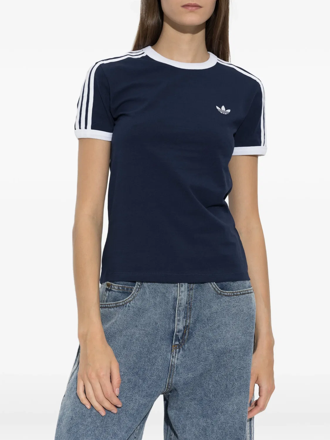 Футболка узкого кроя с полосками Adidas, синий — фото 3