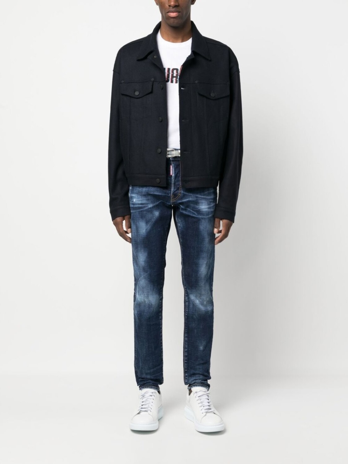 

Dsquared2 logo-patch trucker jacket, синий