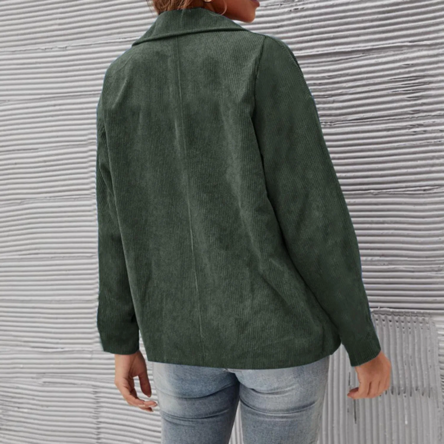 Женский хлопковый кардиган-жакет из вельвета, Green — фото 2