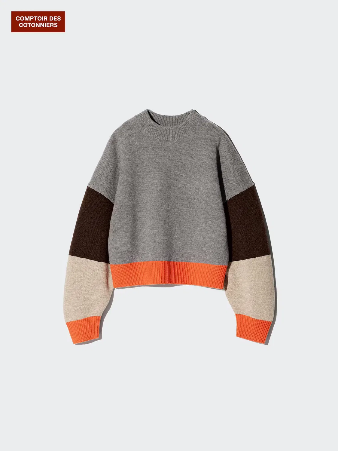 Свитер Uniqlo, с цветовыми блоками, синий — фото 3