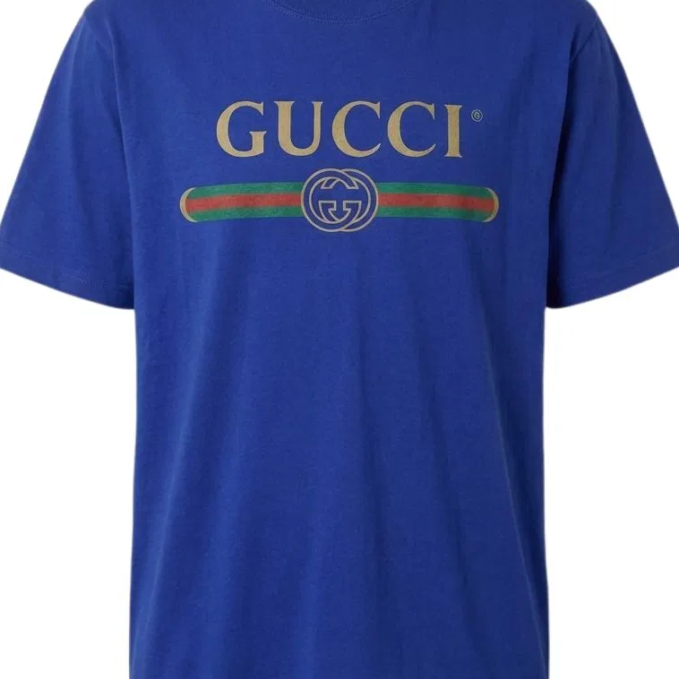 Футболка Gucci мужская с круглым вырезом, свободный крой, Bright Blue — фото 3