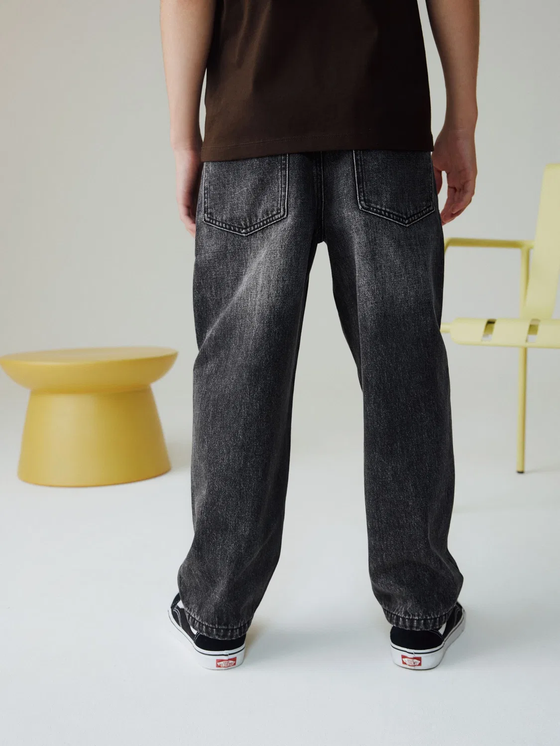 Джинсы baggy tapered, деним Next, Washed Black — фото 2