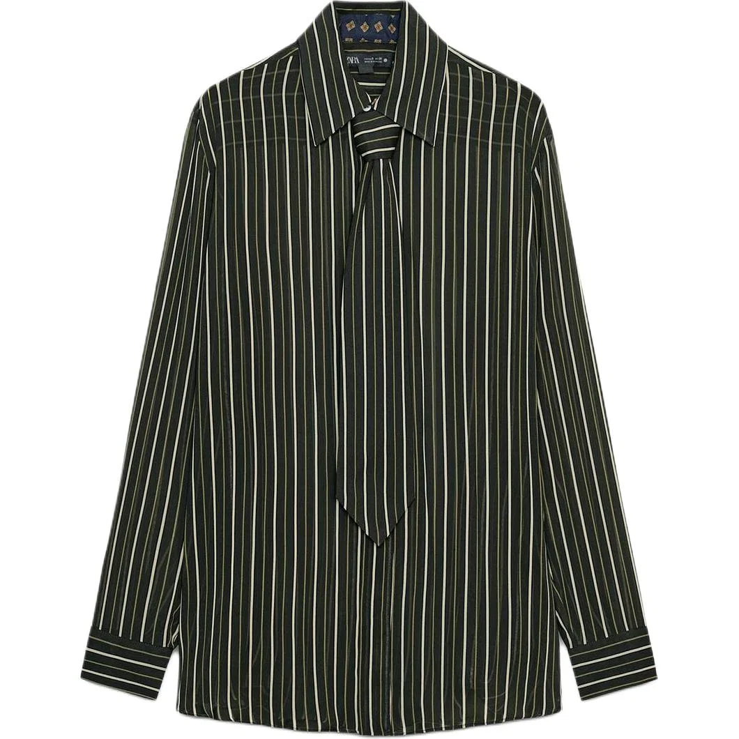 Женская рубашка с принтом в полоску ZARA, Stripes