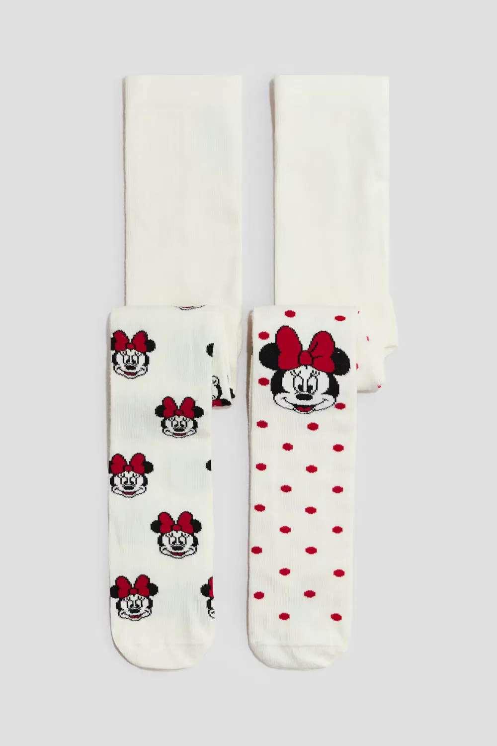 Комплект из двух колготок с жаккардовым узором H&M, Weiß/Minnie Maus