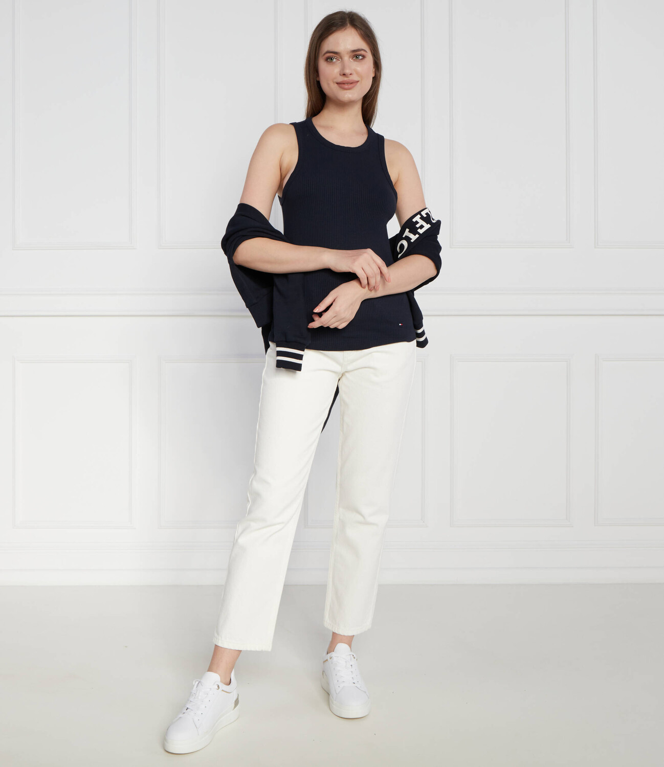 Топ Tommy Hilfiger 5X2 RIB NS Slim Fit, темно-синий — фото 2