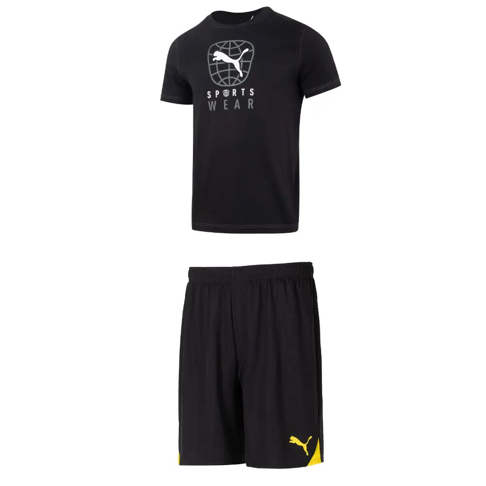

Повседневная спортивная одежда для мужчин, черный + черный и желтый Puma, желтый