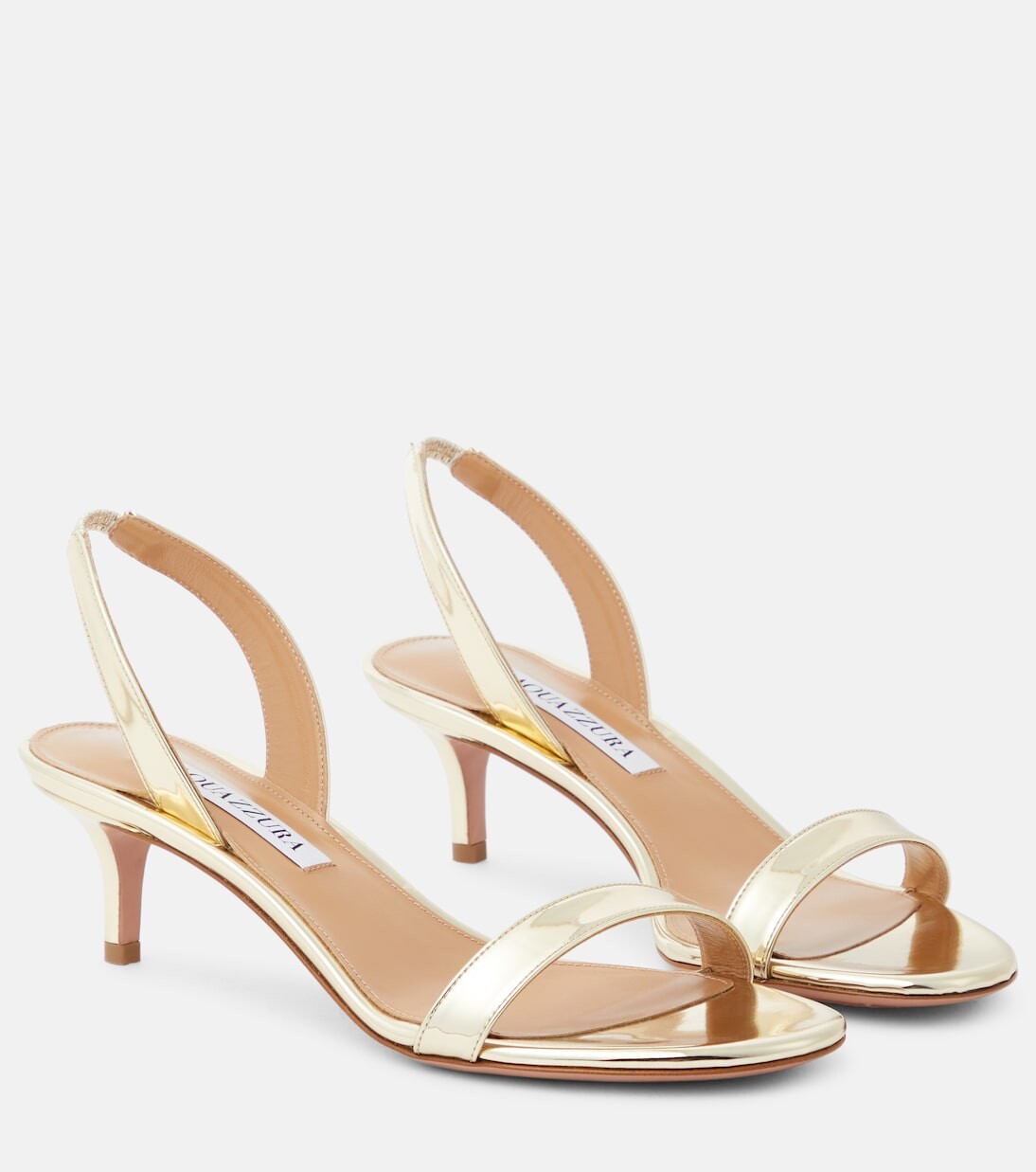 Босоножки so nude 50 из искусственной кожи с зеркальным эффектом Aquazzura, золото