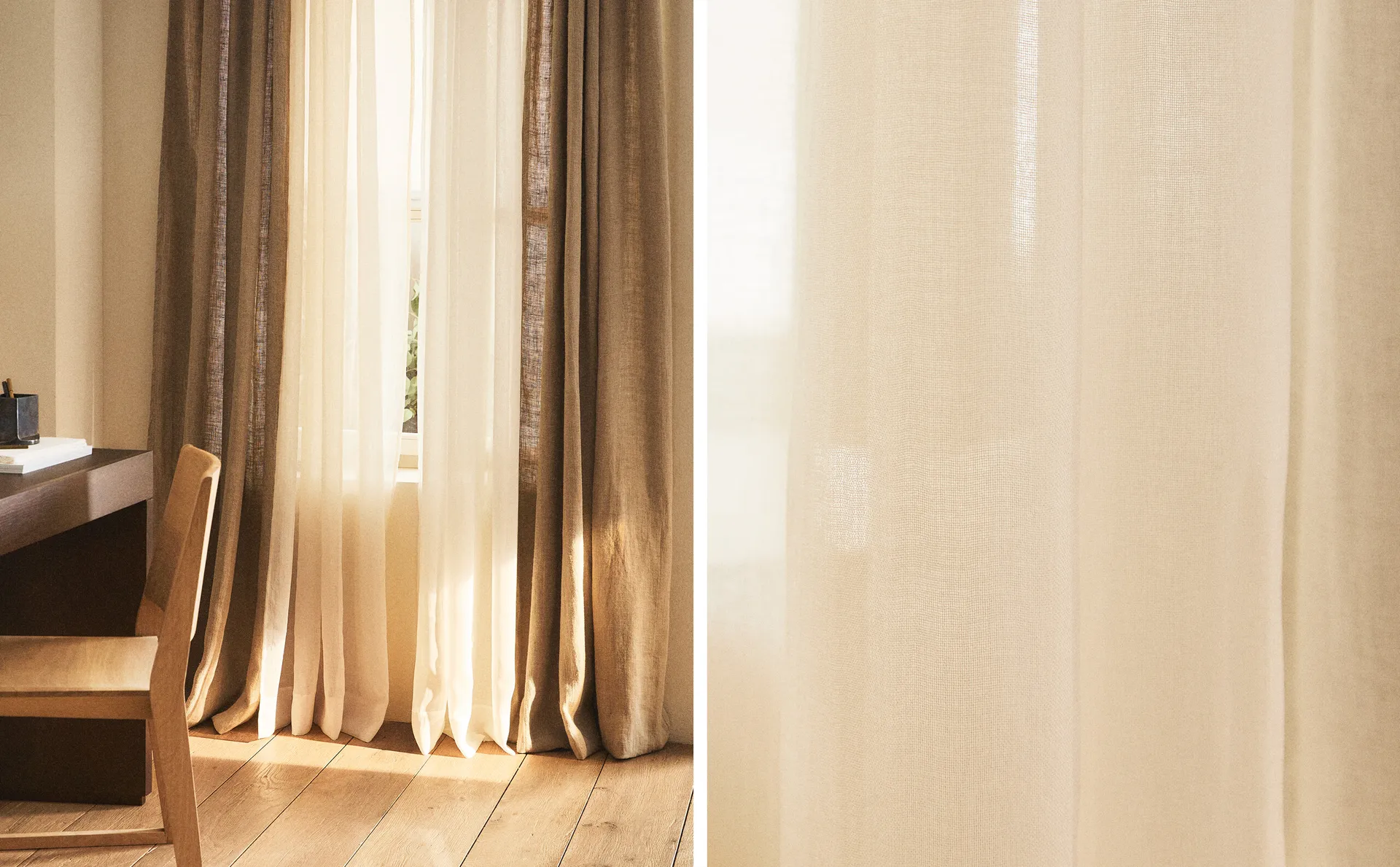 

Прозрачная занавеска Zara Home, экрю