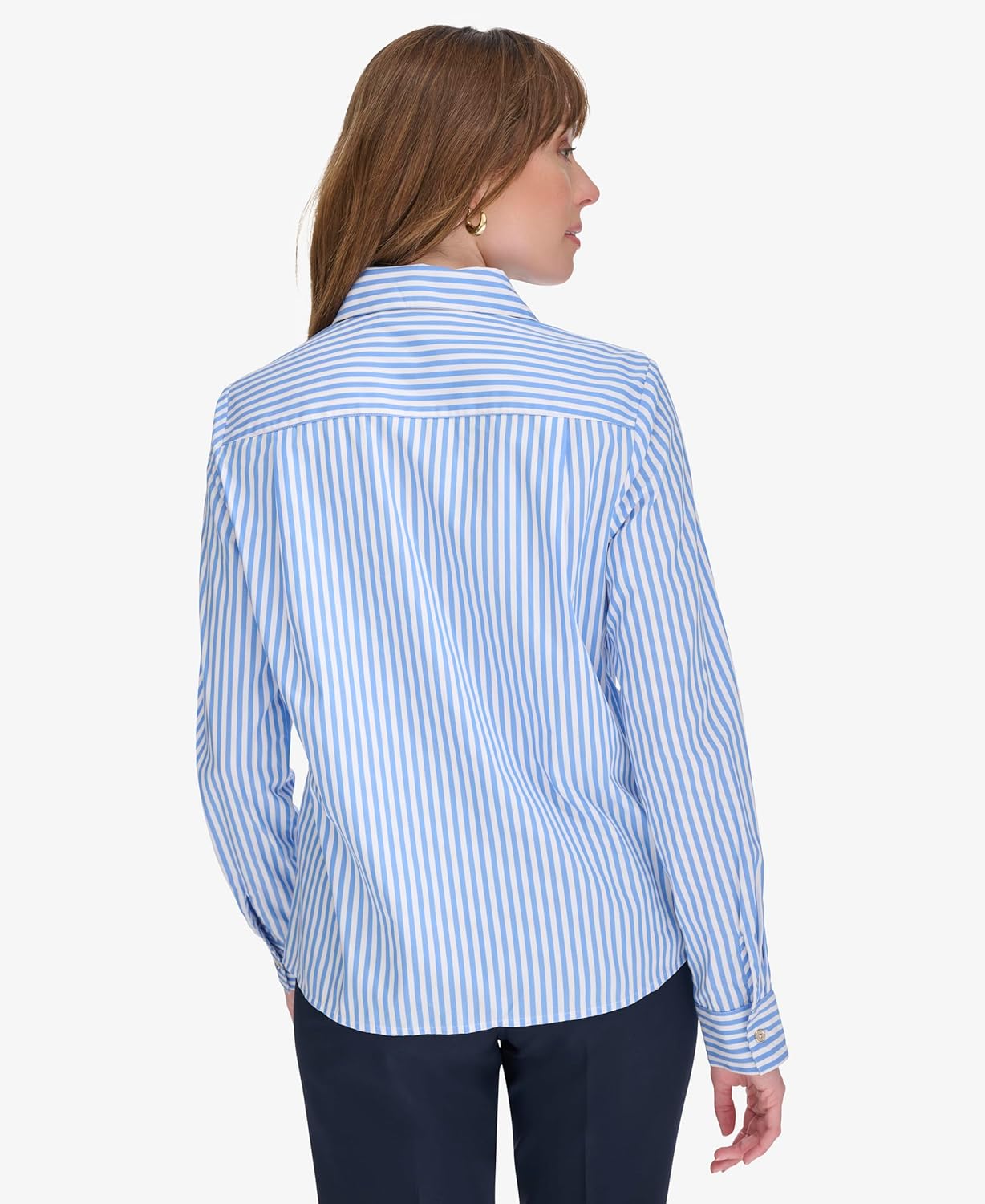 Женский топ Tommy Hilfiger с длинными рукавами и воротником Hotfix, French Blue/Bright White — фото 4