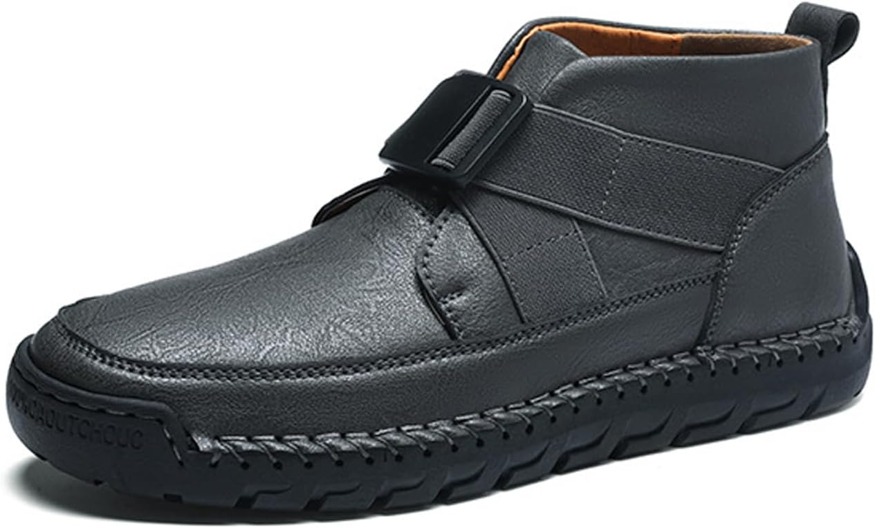 

Мужские ботинки Чака с пряжкой на кожаном ремешке, слипоны, высокие кроссовки с плоской подошвой, регулируемые, модные, ручной работы, нескользящие, легкие повседневные и классические ботинки для мужчин Generic, серый