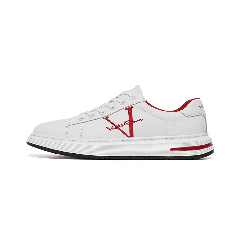 Кроссовки скейтерские мужские low top из кожи коровы VICKI BROWN, белый черный — фото 3