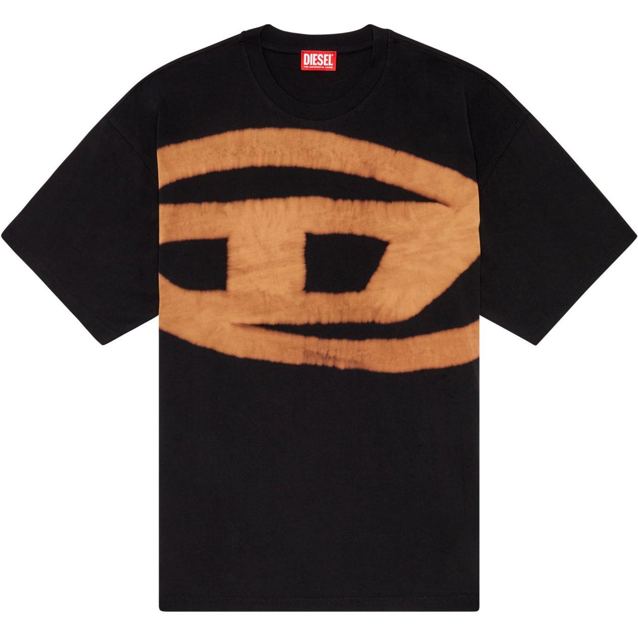 Футболка T Boxt Bleach Oval D Logo DIESEL, черный/оранжевый