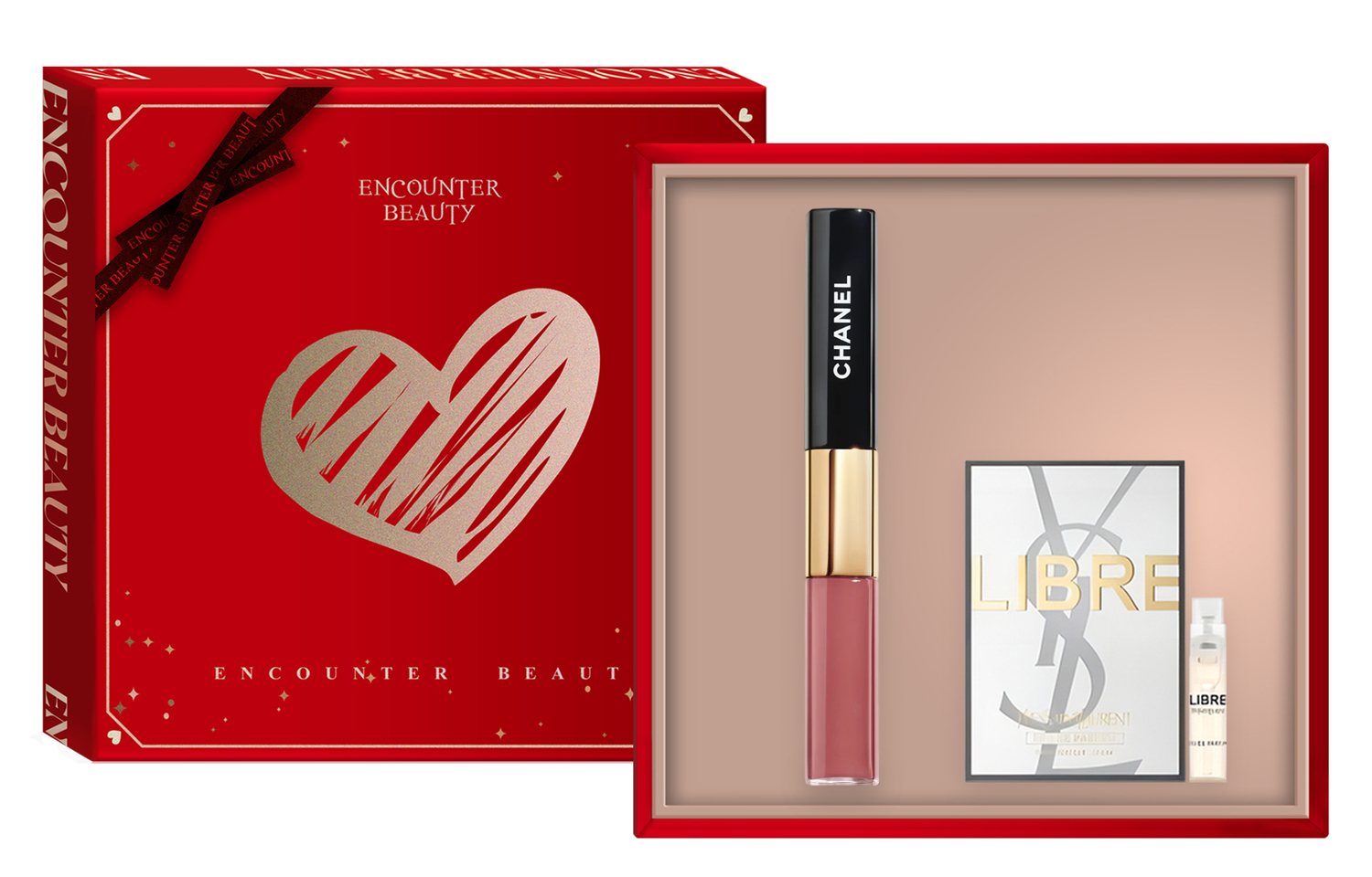 

жидкая помада длительного ношения двойного эффекта + пробный набор духов наборы для макияжа легко растушевывается зеркальное покрытие тонального средства CHANEL, #174-endless розовый+perfume vial+box