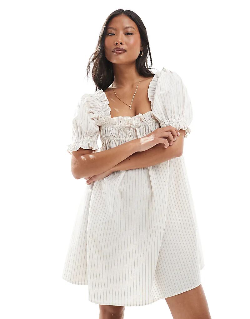 

Платье-халат Miss Selfridge Petite из окрашенной пряжи в полоску бежевого цвета