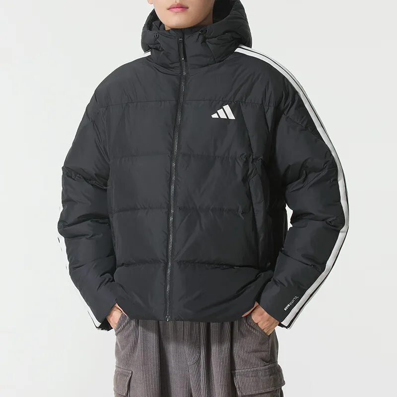 Пуховик мужской с капюшоном Adidas, черный (with A Free Adidas Sock 1 Pack) — фото 4