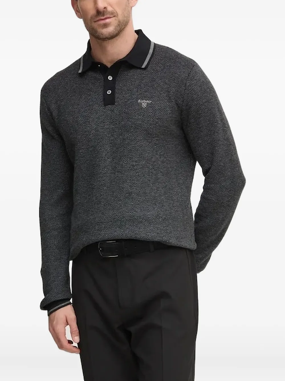 

Текстурированная рубашка-поло Barbour, черный