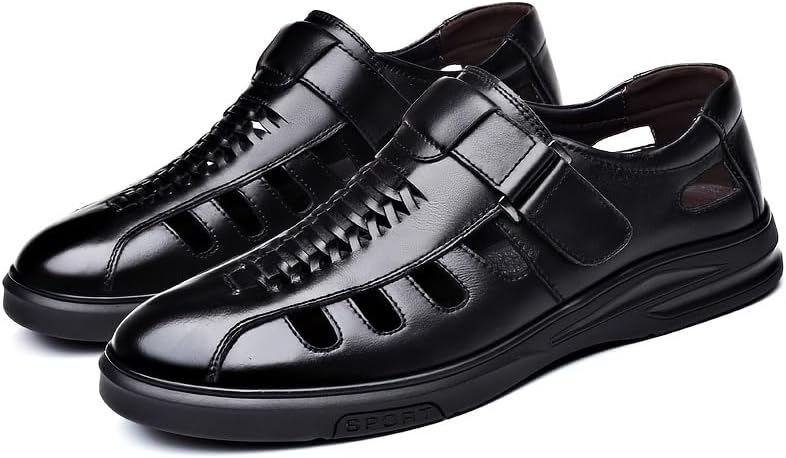 

Мужские сандалии Hhhchpm из сверхтонкой волоконной кожи с застежкой-липучкой, повседневные нескользящие, для улицы и пляжа, весна и лето, черный