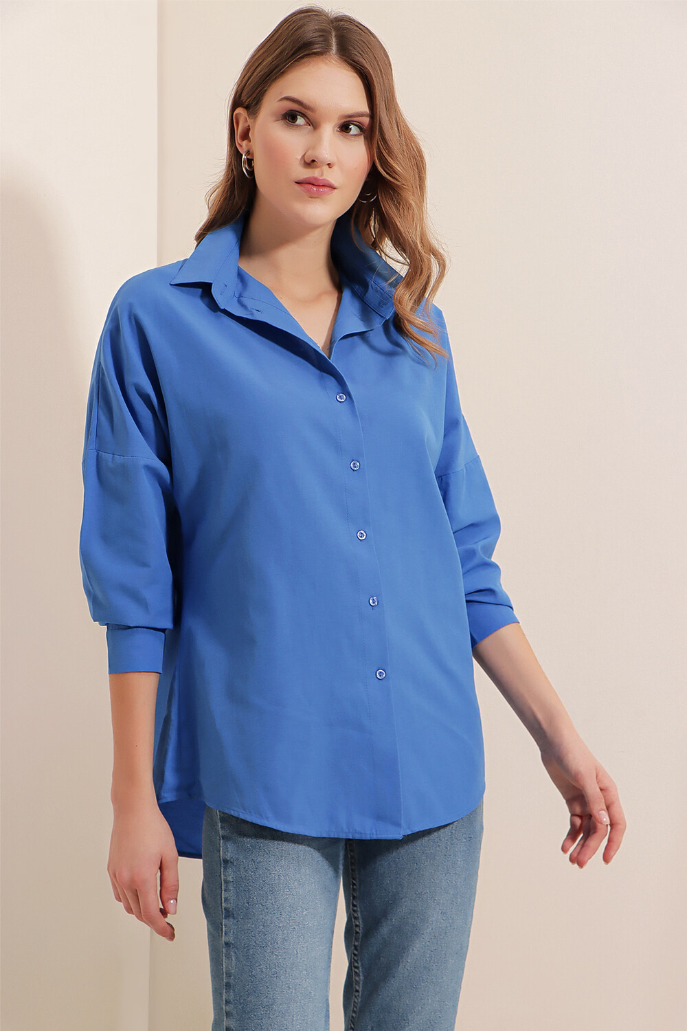 

Длинная базовая рубашка Oversize – B.blue Bigdart, темно-синий
