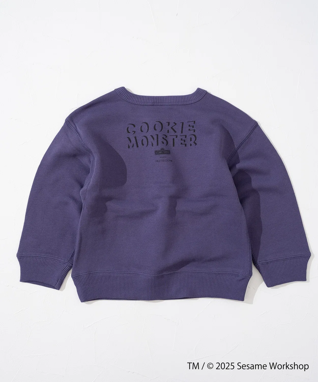 Свитшот детский Fruit of the Loom x Sesame Street с принтом Куки Монстр, фиолетовый — фото 2