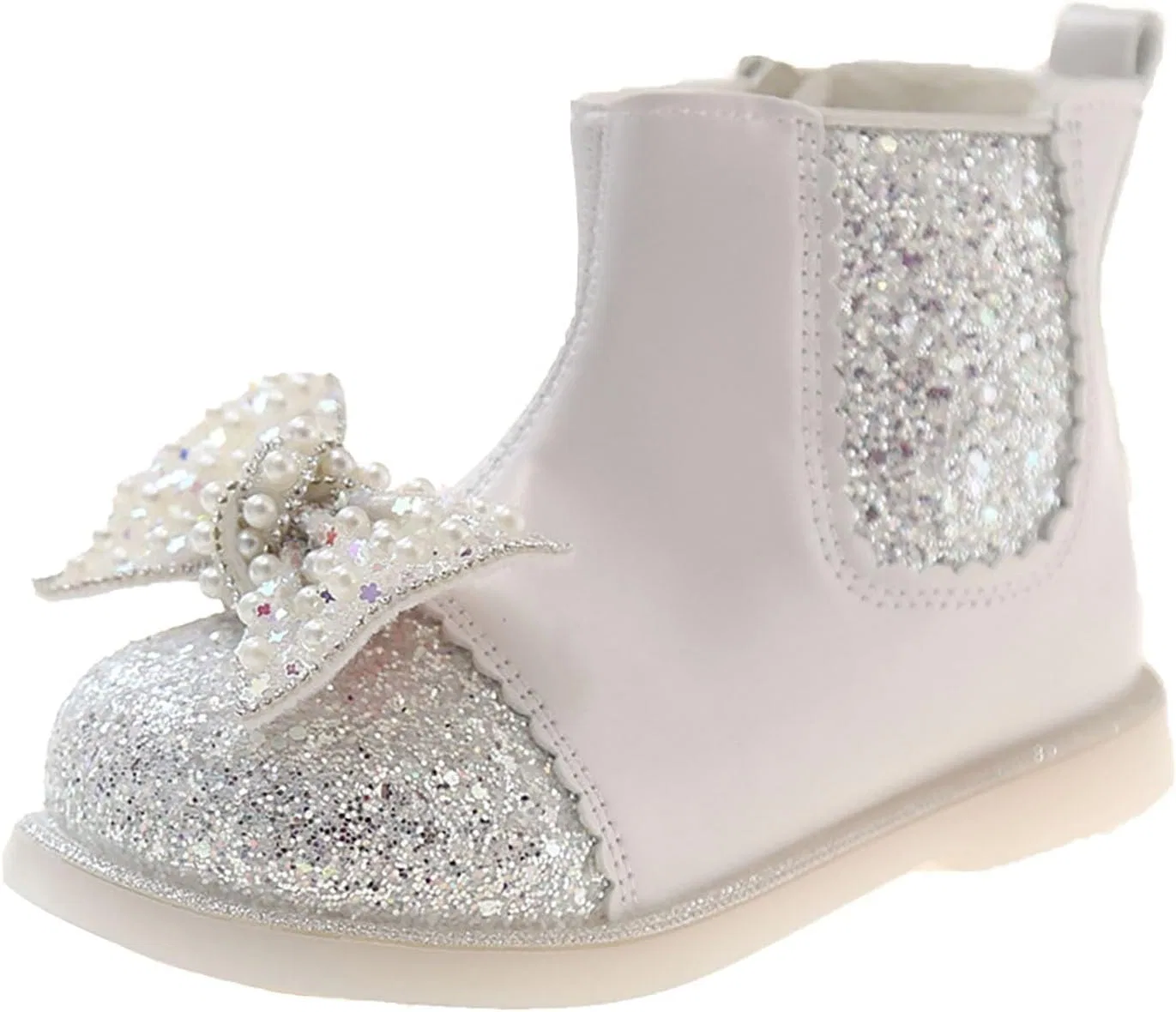 Детские ботинки для девочек с блестками и жемчугом Sparkly Ankle Boots, Beige