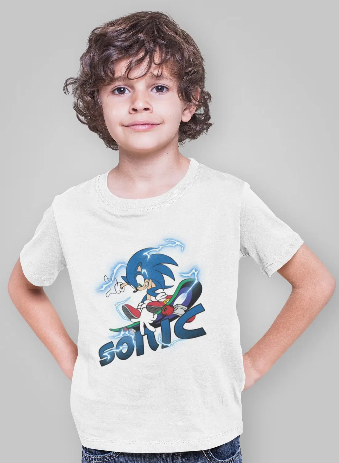Футболка с принтом Sonic для детей Zoom, белый