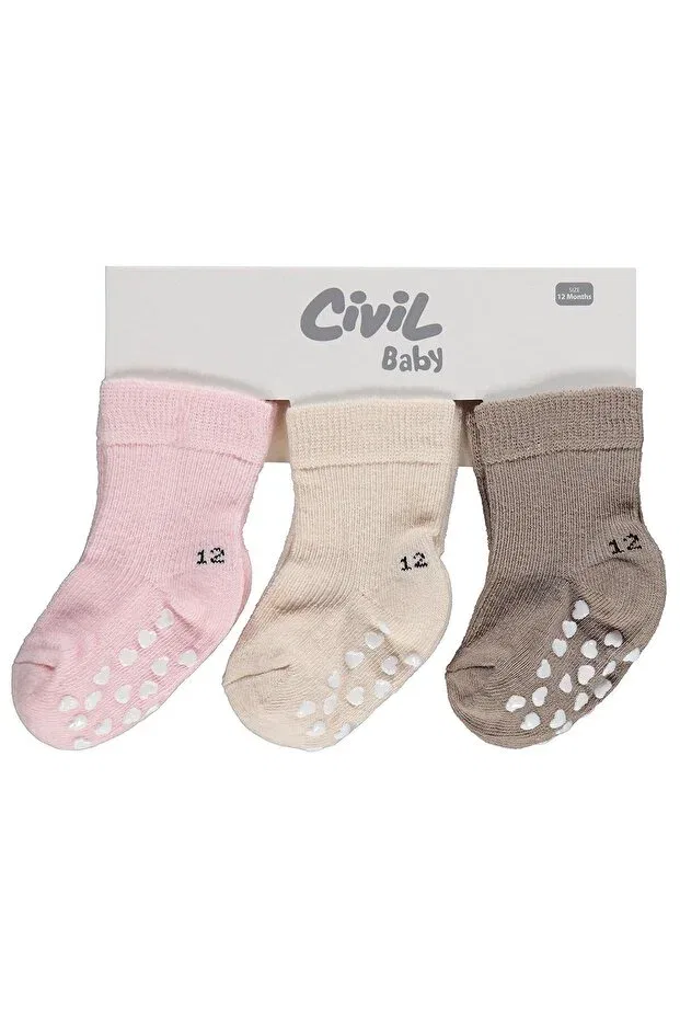 Детский комплект носков для девочек с принтом Non-Slip heart print 3-piece 6-piece baby girl socks set Civil Baby, Standard — фото 3