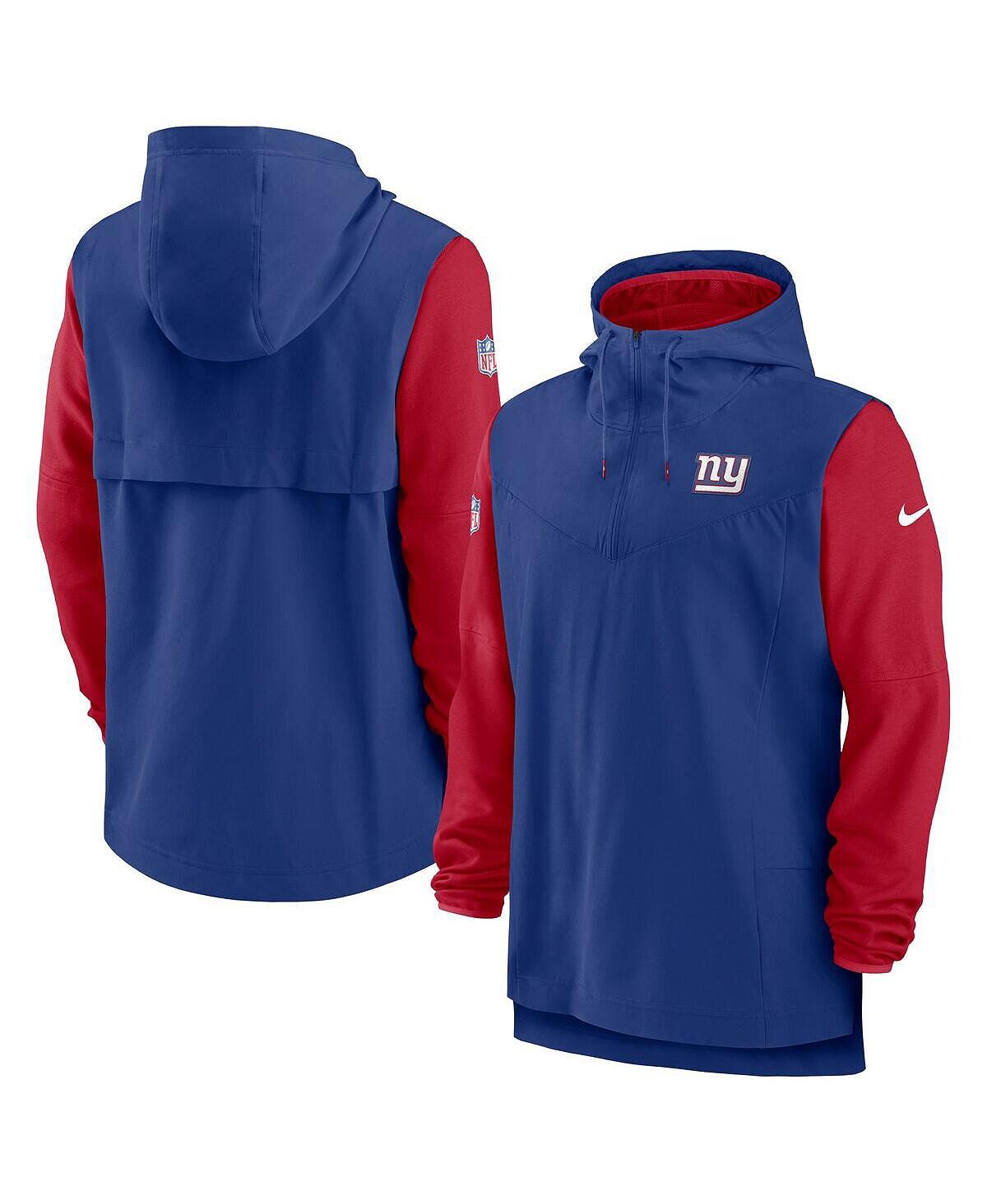 

Мужская королевская, красная худи new york giants sideline player с молнией на четверть Nike, мульти