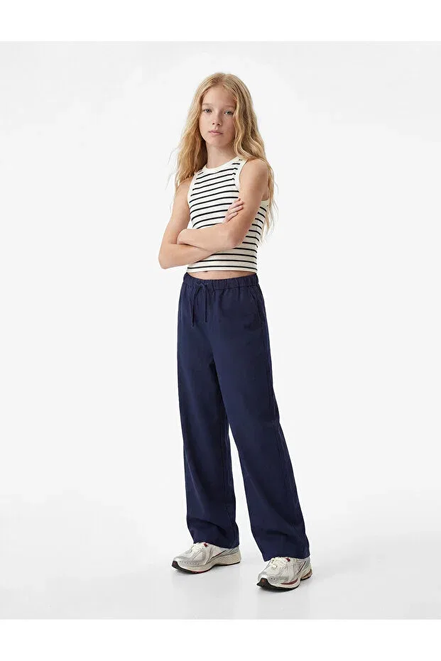 Детские брюки для девочек широкие с принтом Koton, Navy Blue — фото 2