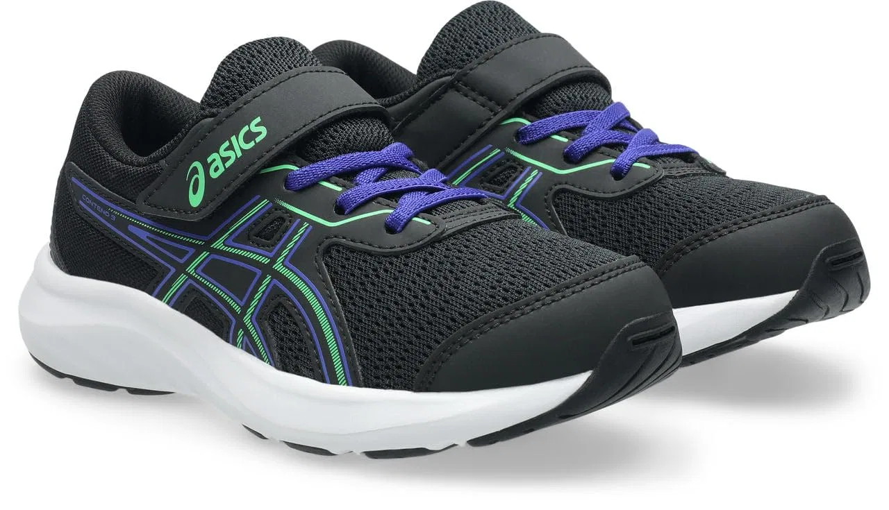 Детские кроссовки для мальчиков с закрытием на липучке Contend 9 Ps ASICS, Black Vital Green — фото 2