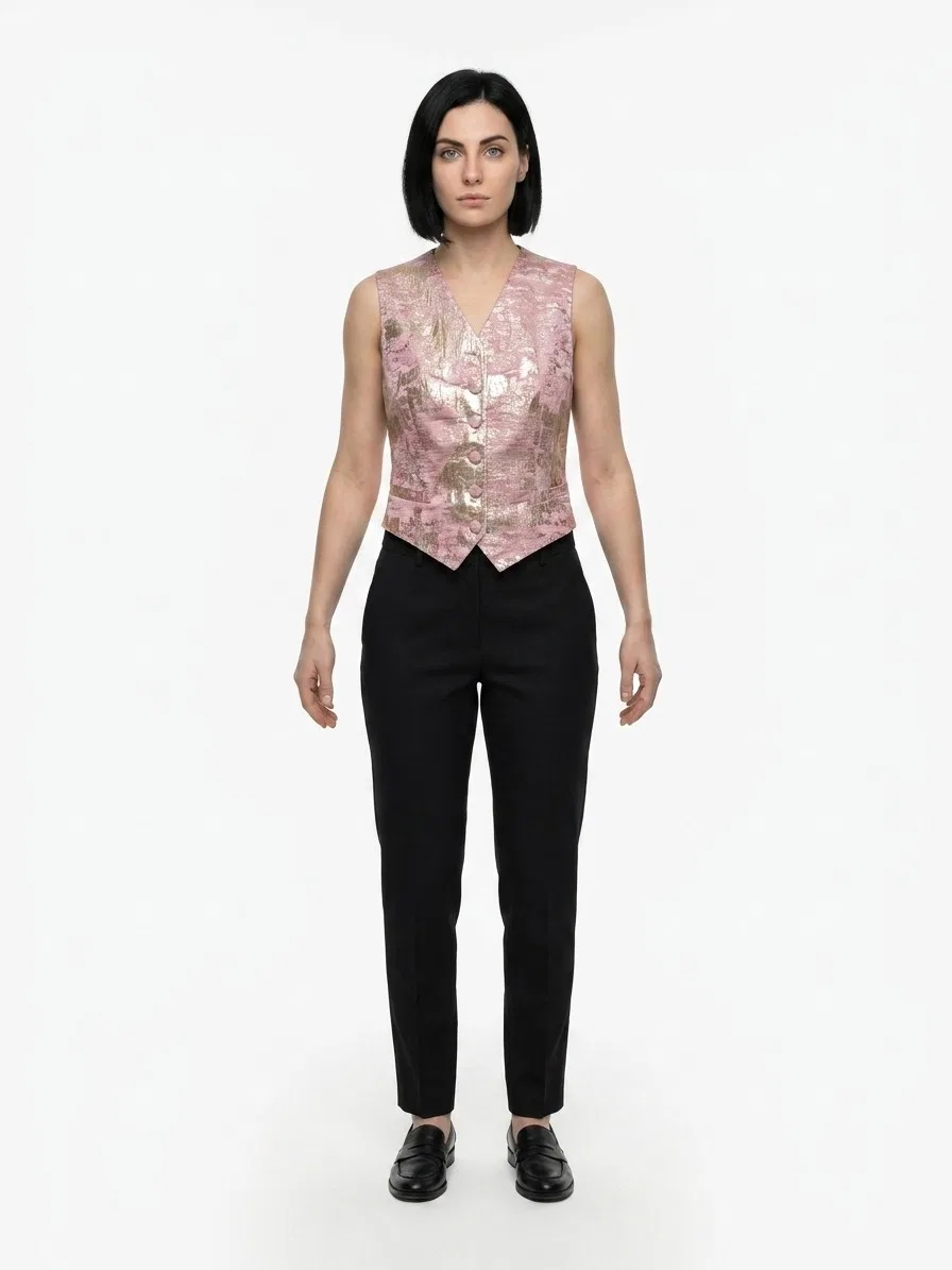 Женский жилет с металлическим блеском Pink Elastane Waistcoat Dolce & Gabbana, Pink