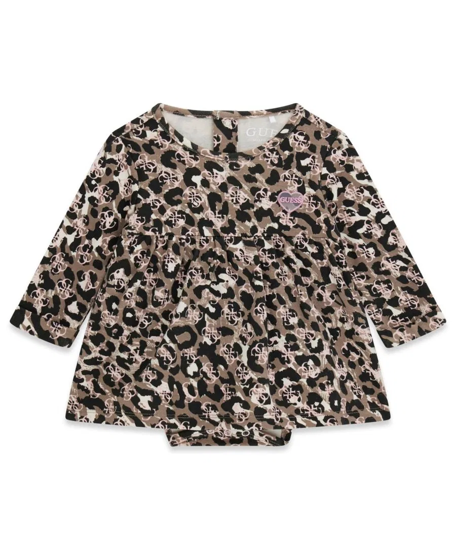 Платье-боди с длинным рукавом с леопардовым принтом GUESS, Tan Light Brown