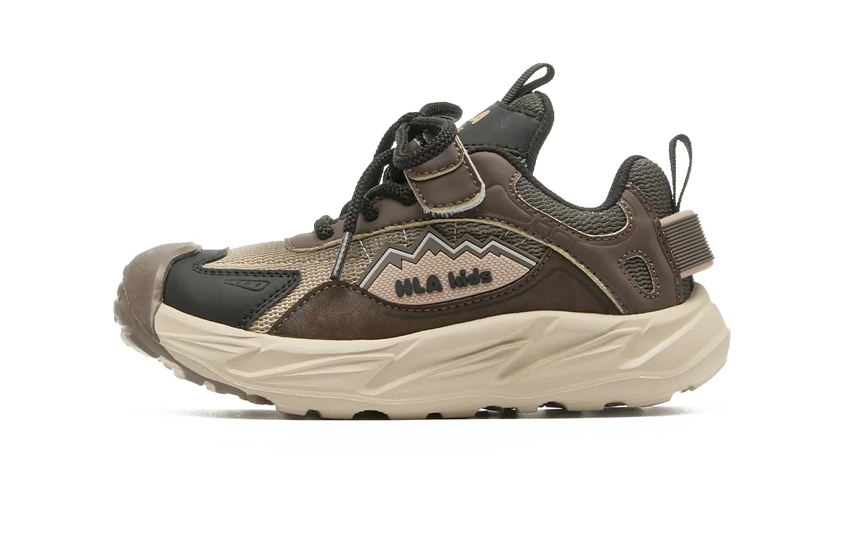 Детские кроссовки из синтетической кожи с текстилем HLA, Brown