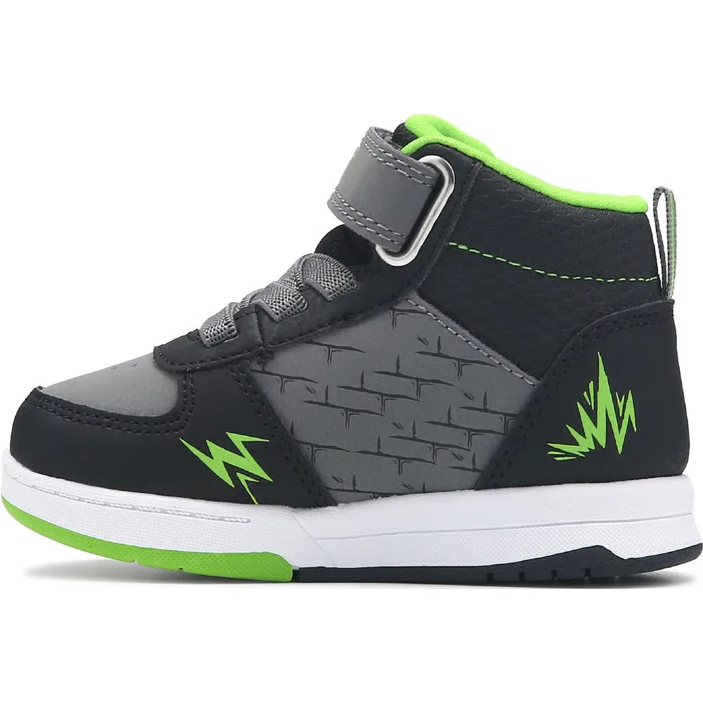 Детские кроссовки TMNT с подсветкой высокие для малышей Teenage Mutant Ninja Turtles, Black/Green — фото 3