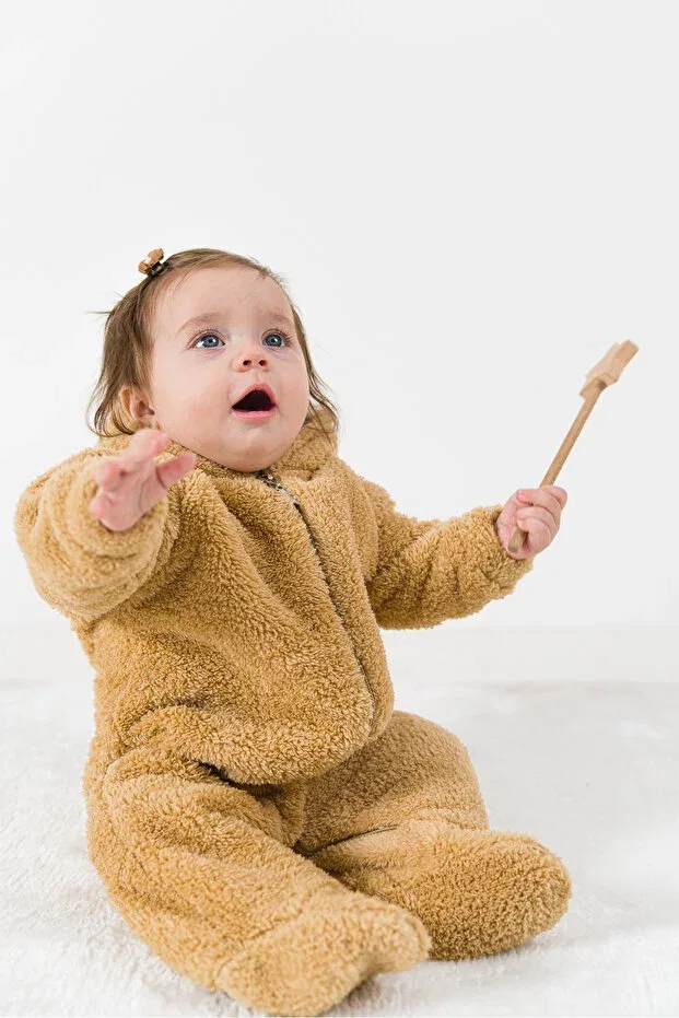 Детский комбинезон из велсофта на молнии Baby Animals, Brown — фото 4