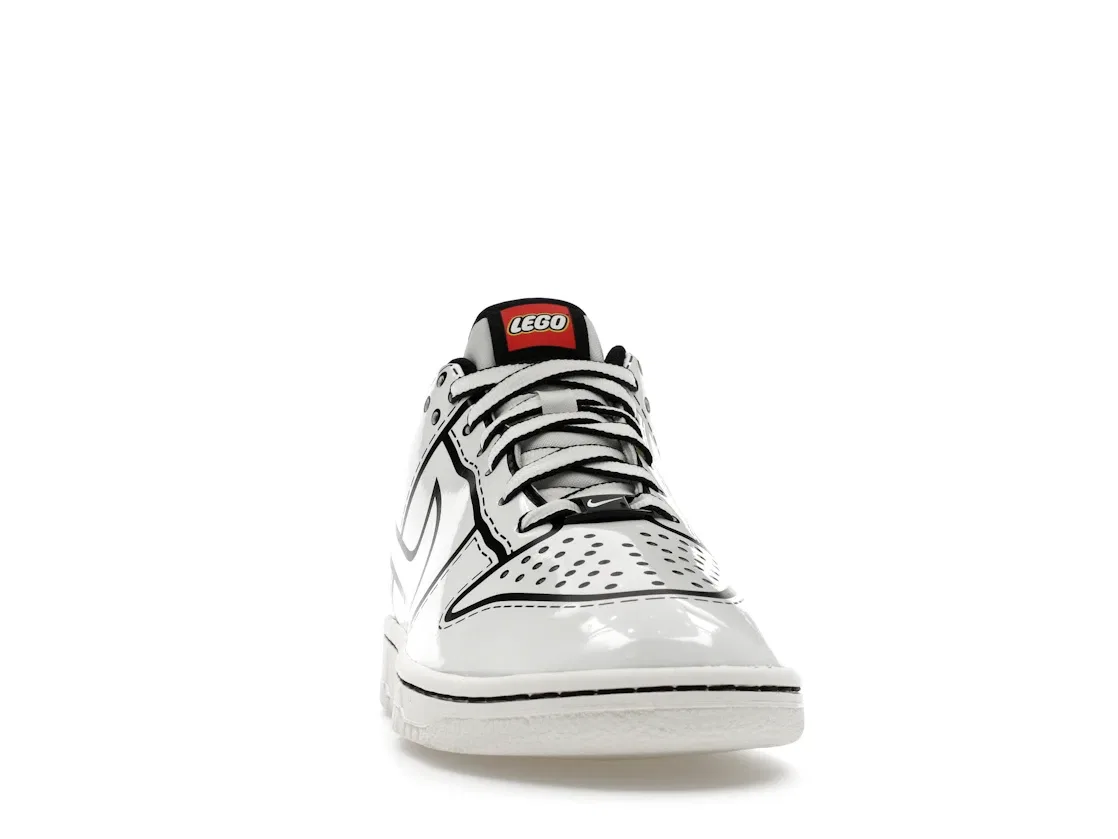 Детские кеды Lifestyle с принтом LEGO Nike Dunk Low, Sail/Sail/Black/Rush Red — фото 2