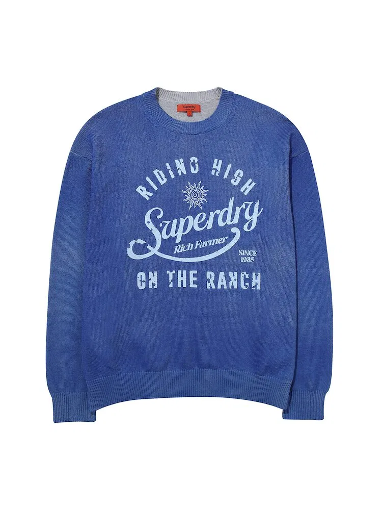 Свитер хлопковый из мягкого трикотажа SUPERDRY, Dark Blue — фото 3