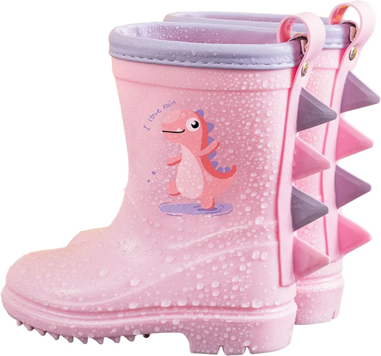 Детские сапоги для девочек с принтом, непромокаемые, бренд, Light Pink