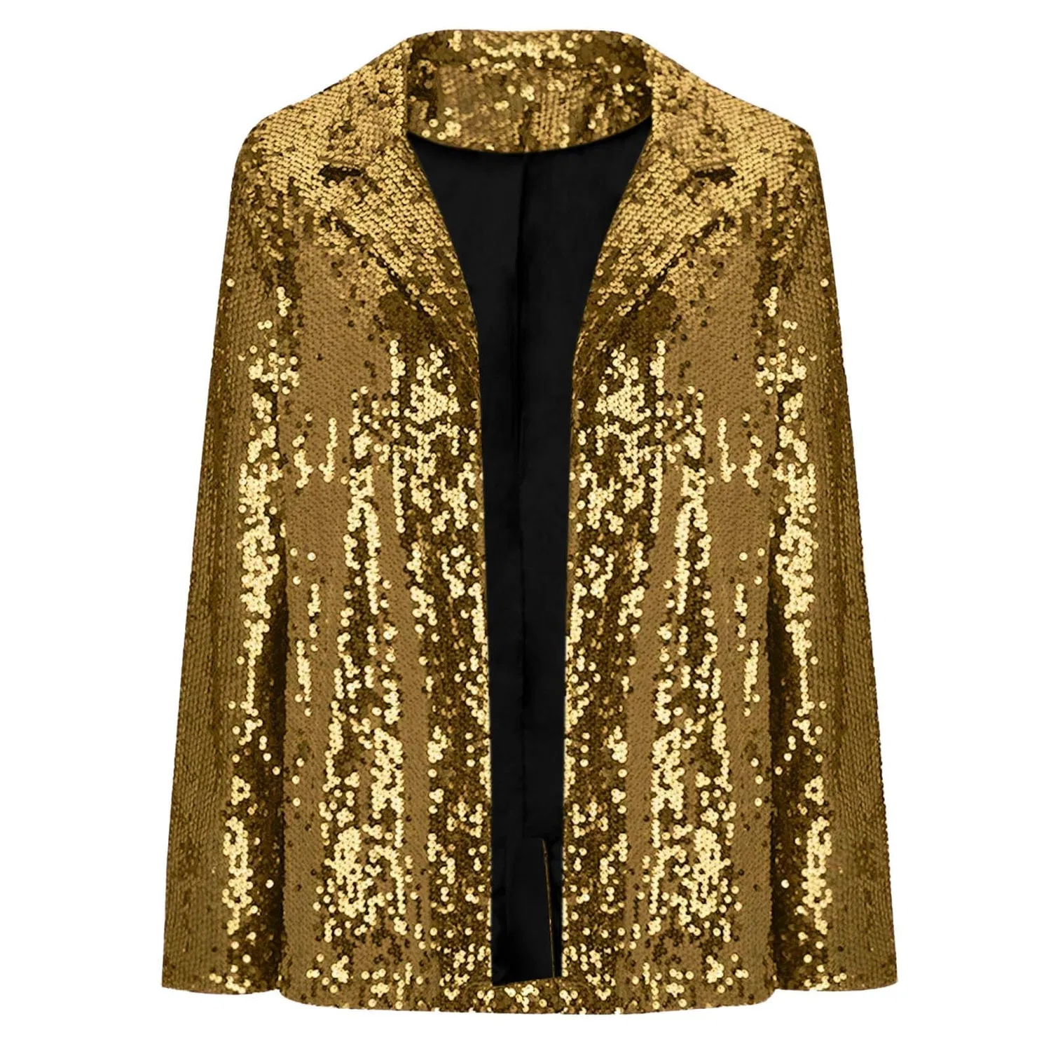 Женское зимнее пальто с пайетками, с длинным рукавом, gold — фото 2
