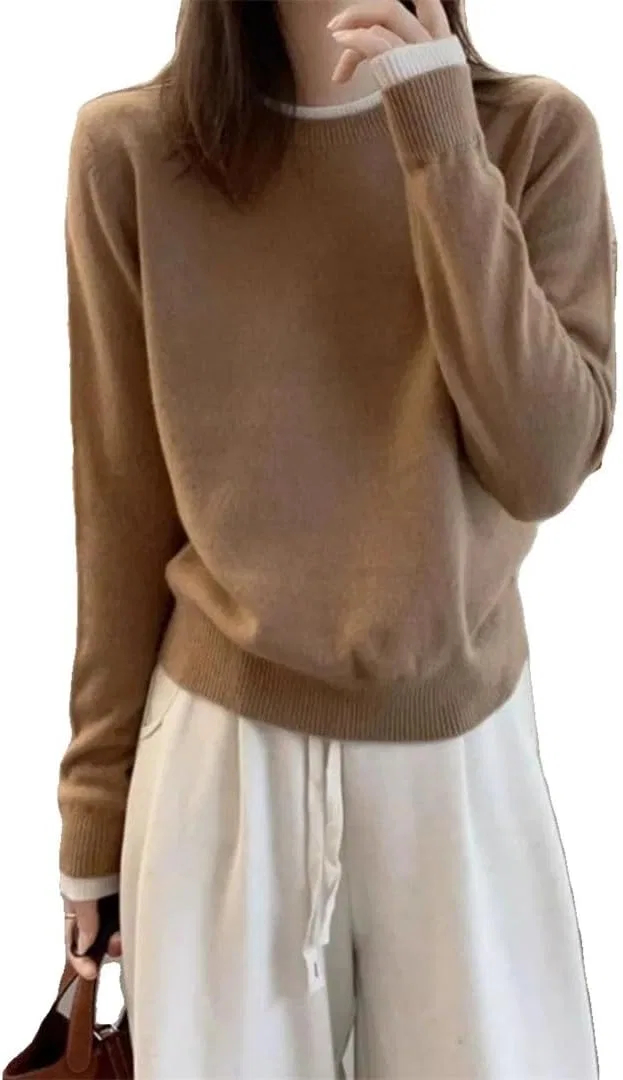 Женский свитер с круглым вырезом и вышивкой, модель O Neck Knitted Pullover, серый — фото 4