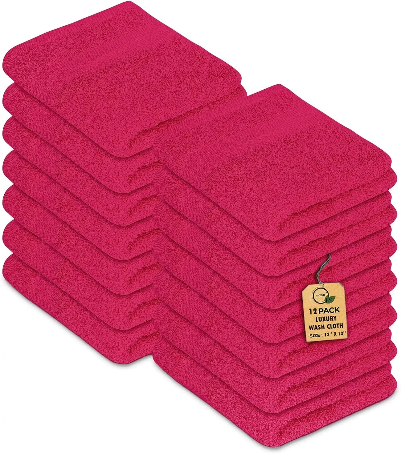 Махровая салфетка, Cotton, Softolle, Набор 12 шт, 33x33 см, Raspberry — фото 2