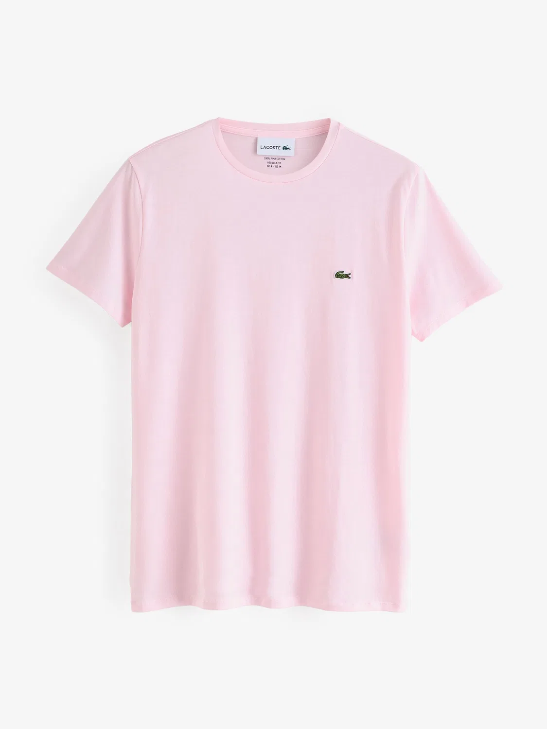 Lacoste Розовая хлопковая футболка с круглым вырезом и короткими рукавами — фото 4