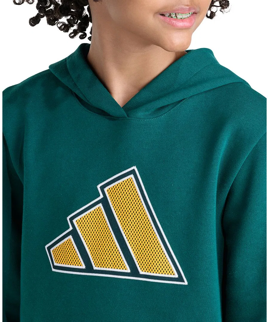 Детский худи с длинным рукавом с принтом adidas, Collegiate Green — фото 3