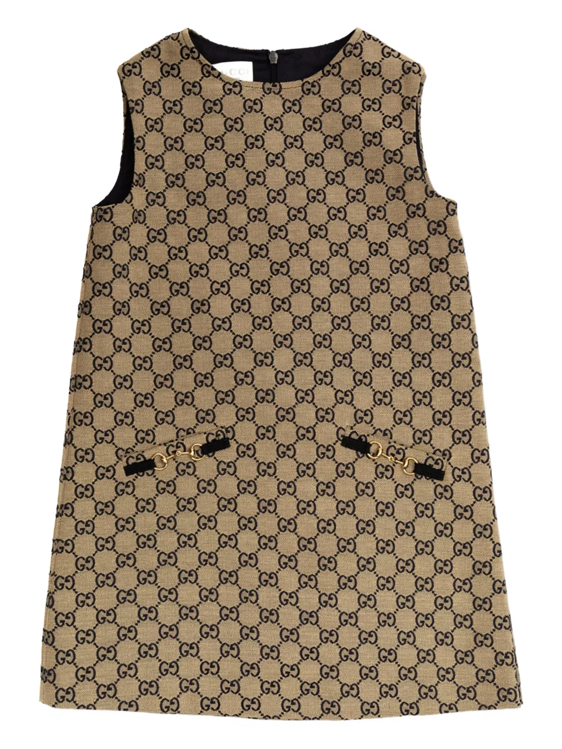 Платье с узором GG Gucci Kids, нейтральные цвета