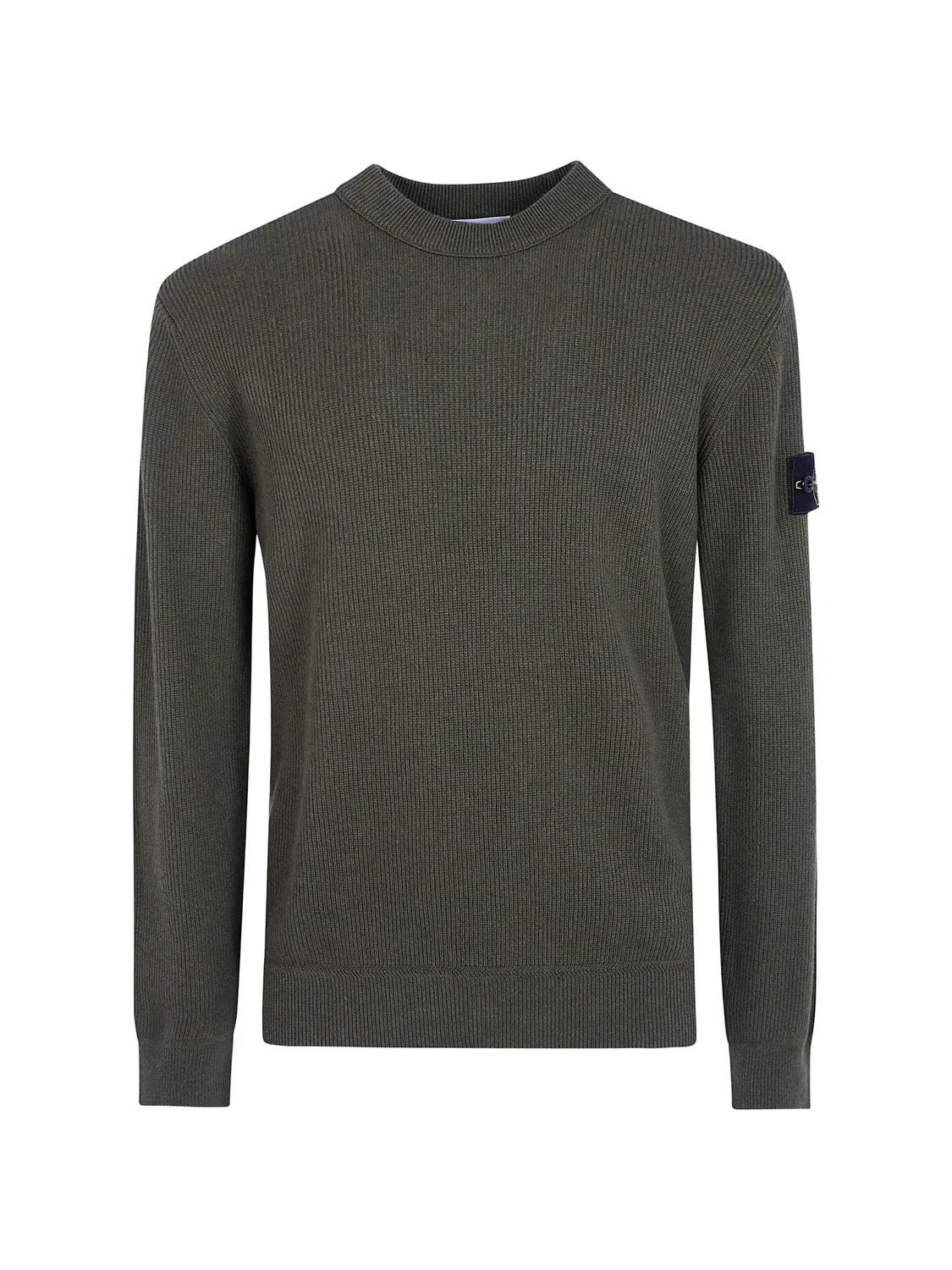 Stone Island Хлопковый свитер в рубчик, зеленый
