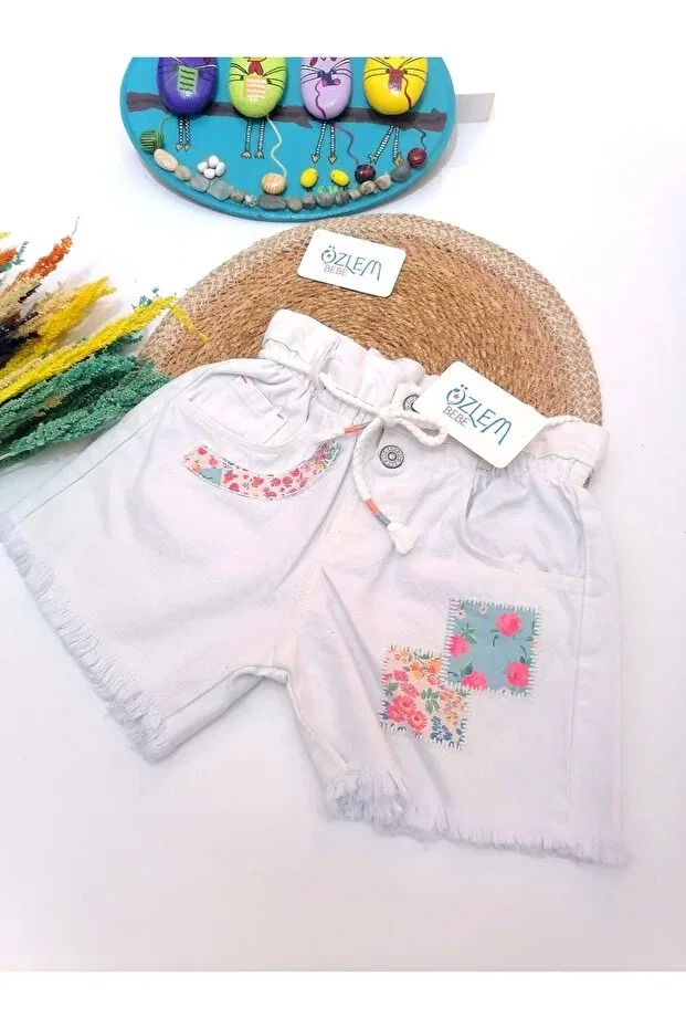 Детские шорты для девочек с принтом Özlem Bebe, White
